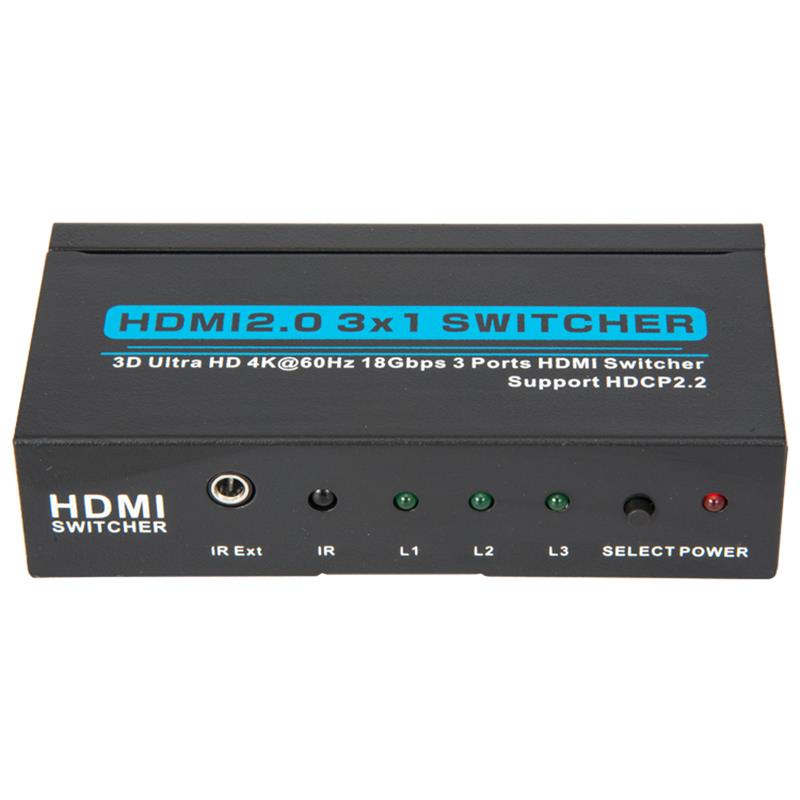 V2.0 HDMI 3x1 Switcher Support 3D Ultra HD 4Kx2K @ 60Hz HDCP2.2
