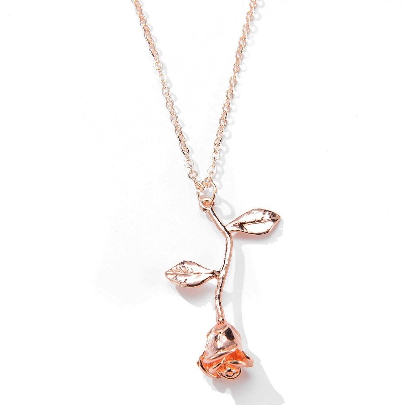 ROSE GULL ROSE HÄNGEN GEMSTONE HALSKLÄNNING KVINNHALS 925 STERLING SILVER