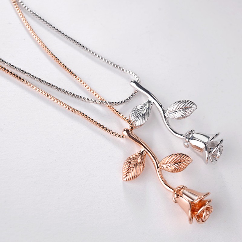 ROSE GULL ROSE HÄNGEN GEMSTONE HALSKLÄNNING KVINNHALS 925 STERLING SILVER