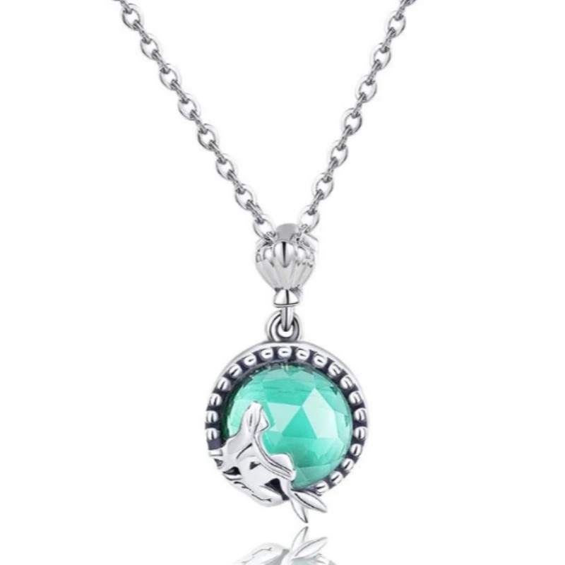 Sjöjungfruhänge 925 sterling silver halsband för kvinnor ädelsten födelsesten halsband