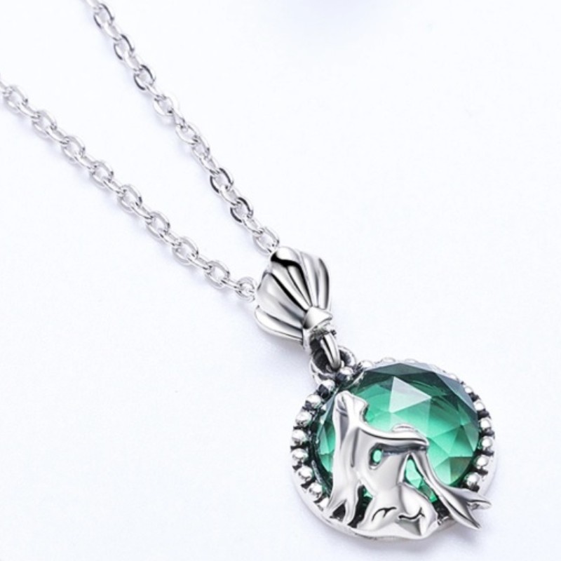 Sjöjungfruhänge 925 sterling silver halsband för kvinnor ädelsten födelsesten halsband