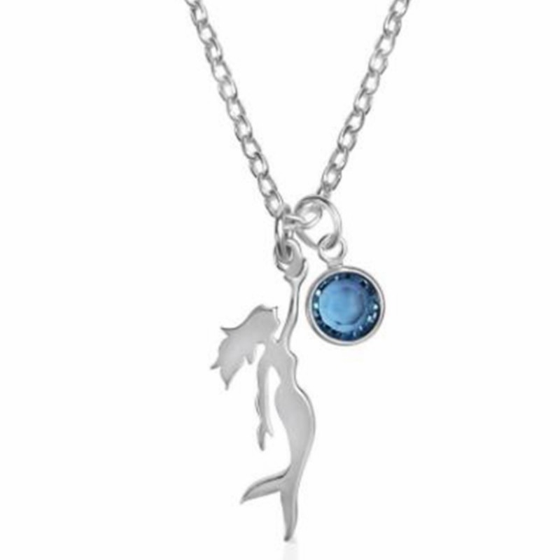 Sjöjungfru ädelsten hänge havsblått halsband 925 sterling silver