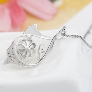 Sjöjungfru pärlhänge halsband för kvinnor 14 k guld 925 sterling silver