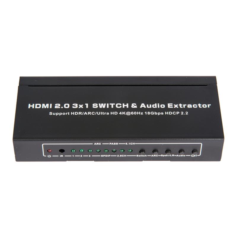 V2.0 HDMI 3x1 Switcher & Audio Extractor Support ARC Ultra HD 4Kx2K @ 60Hz HDCP2.2 18 Gbps