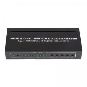 V2.0 HDMI 4x1 switchar och ljuduttag ARC Ultra HD 4Kx2K @ 60Hz HDCP2.2 18 Gbps