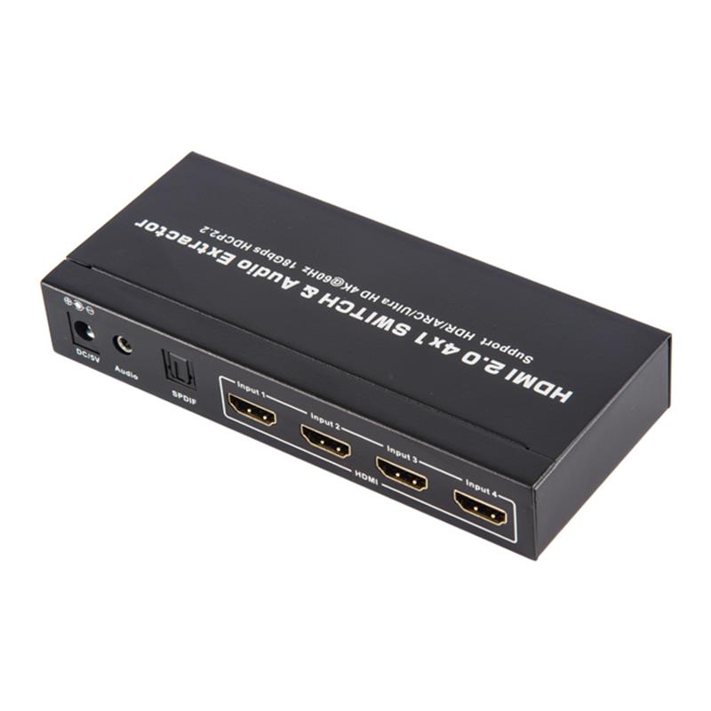 V2.0 HDMI 4x1 switchar och ljuduttag ARC Ultra HD 4Kx2K @ 60Hz HDCP2.2 18 Gbps