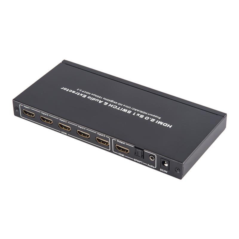 V2.0 HDMI 5x1 Switcher & Audio Extractor Support ARC Ultra HD 4Kx2K @ 60Hz HDCP2.2 18 Gbps