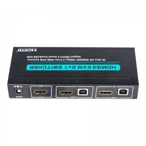 V2.0 HDMI KVM 2x1-switch stöd Ultra HD 4Kx2K @ 60Hz HDCP2.2 18 Gbps ljudkort och USB-hubb