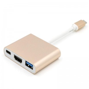 USB-typ C till HDMI + USB 3.0 + typ C navadapter