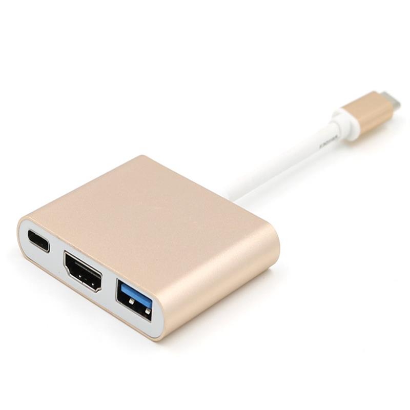 USB-typ C till HDMI + USB 3.0 + typ C navadapter