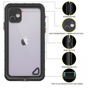 vattentät, skottsäker iphone 11 fall med undervattens- ipod-fall iphone 11 vattentät fodral (svart) med genomskinligt ryggskydd
