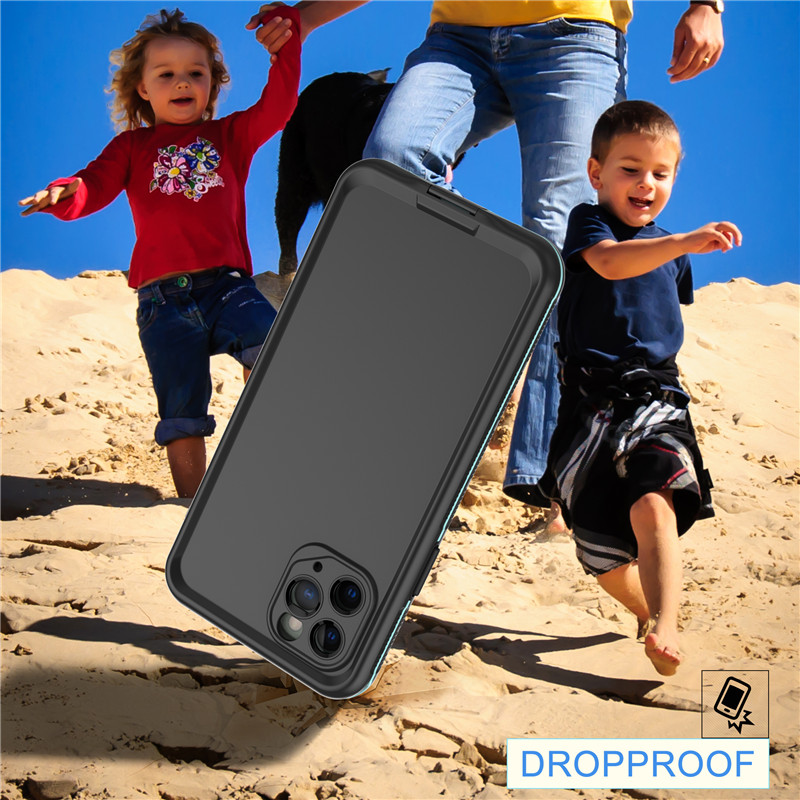 Vattentät mobiltelefontillbehör vattentålig väska för telefonsänkbart fodral för iphone 11 pro (blå) med fast färg bakomslaget