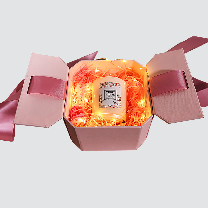 Pink Sweet Bowknot Gift Box Formad Flap Candle Cup Choklad utsökt presentask