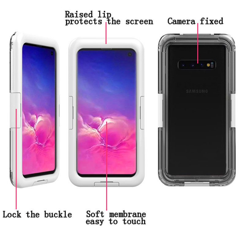 Telefonfodral med vatten i dem telefonvattenskydd livväska för Samsung S10 (vit)