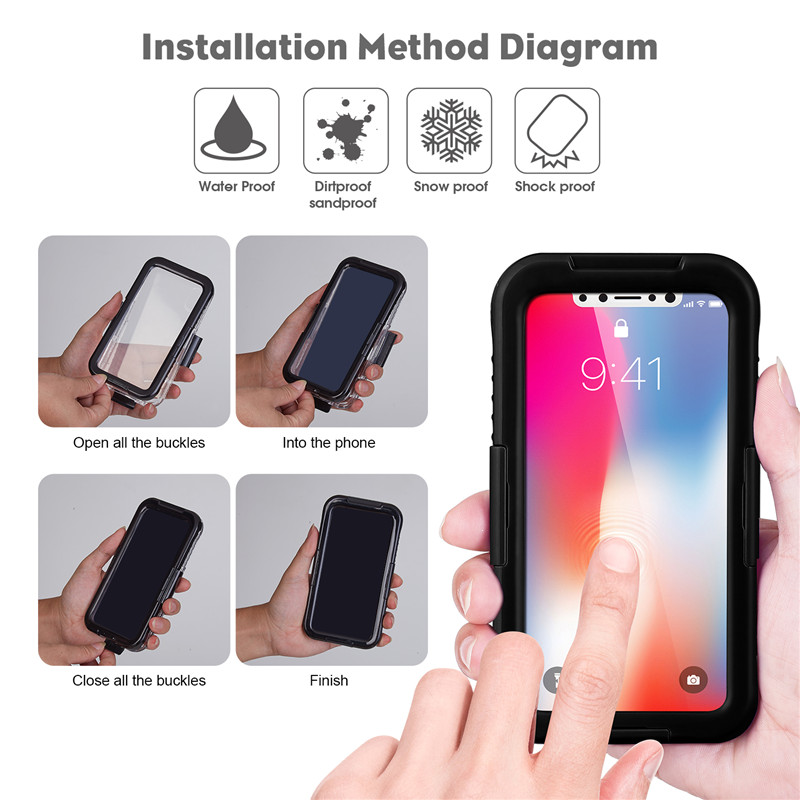 Vattentät väska mobiltelefon iphone XS vattentät väska billigt stötsäkert iphone fodral (svart)