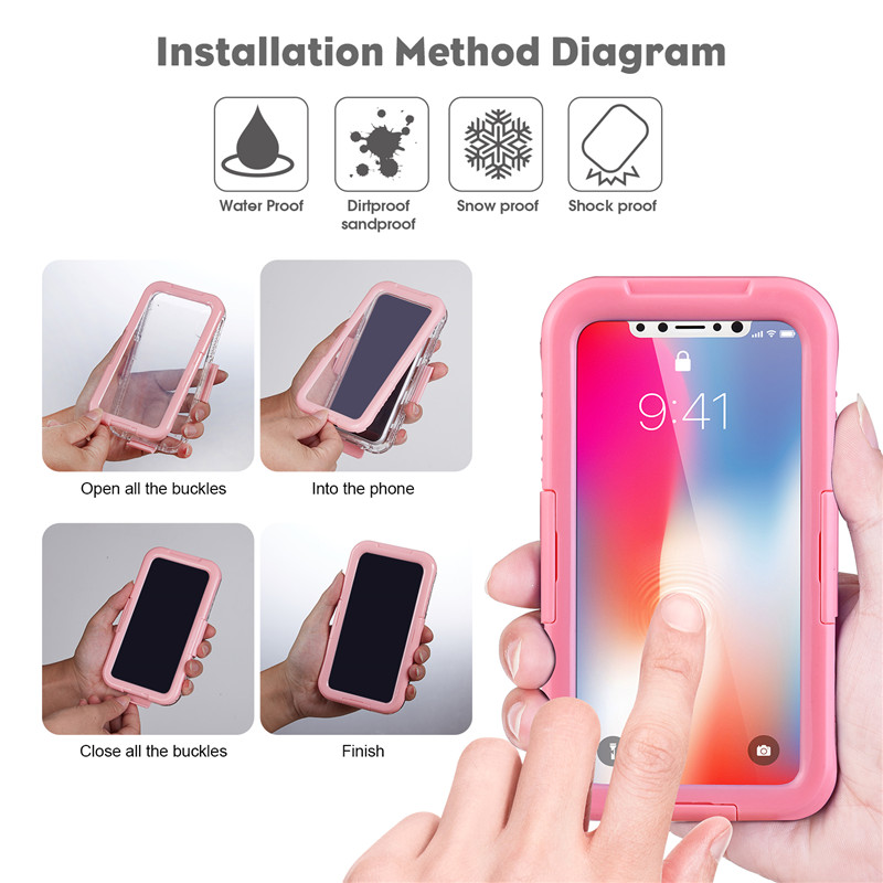 Iphone XR ip68-fallet vattentät telefon plånbok allt bevis bevis bevis