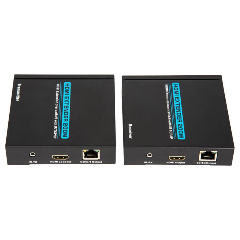 V1.3 HDMI Extender 200 m över Single cat5e / 6-kabel stödjer Full HD 1080P POE