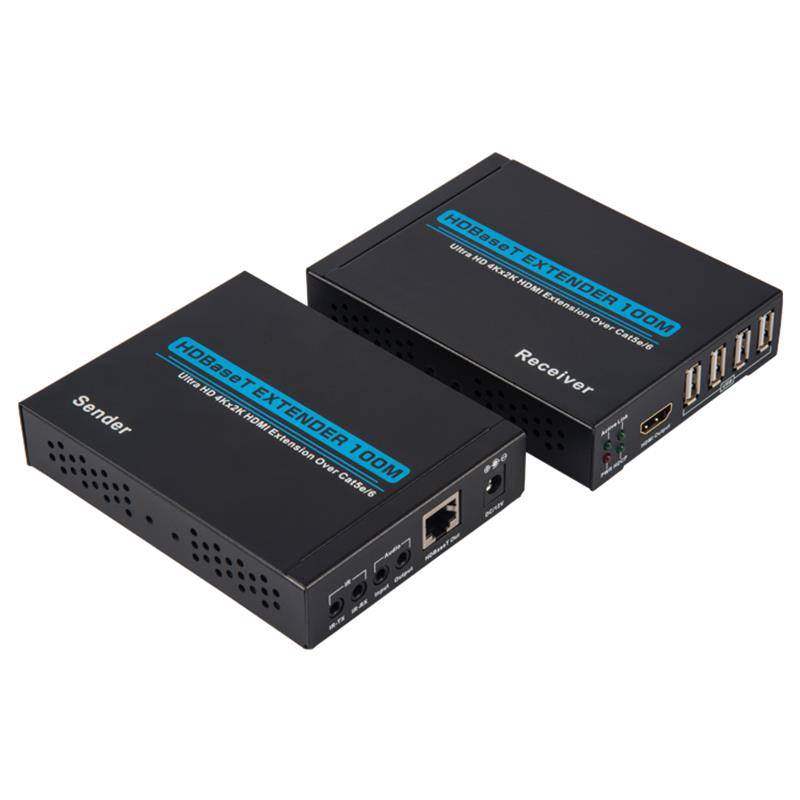 V1.4 4K HDBaset HDMI KVM Extender 100m över Single cat5e/6 cable100m@4Kx2K/30Hz