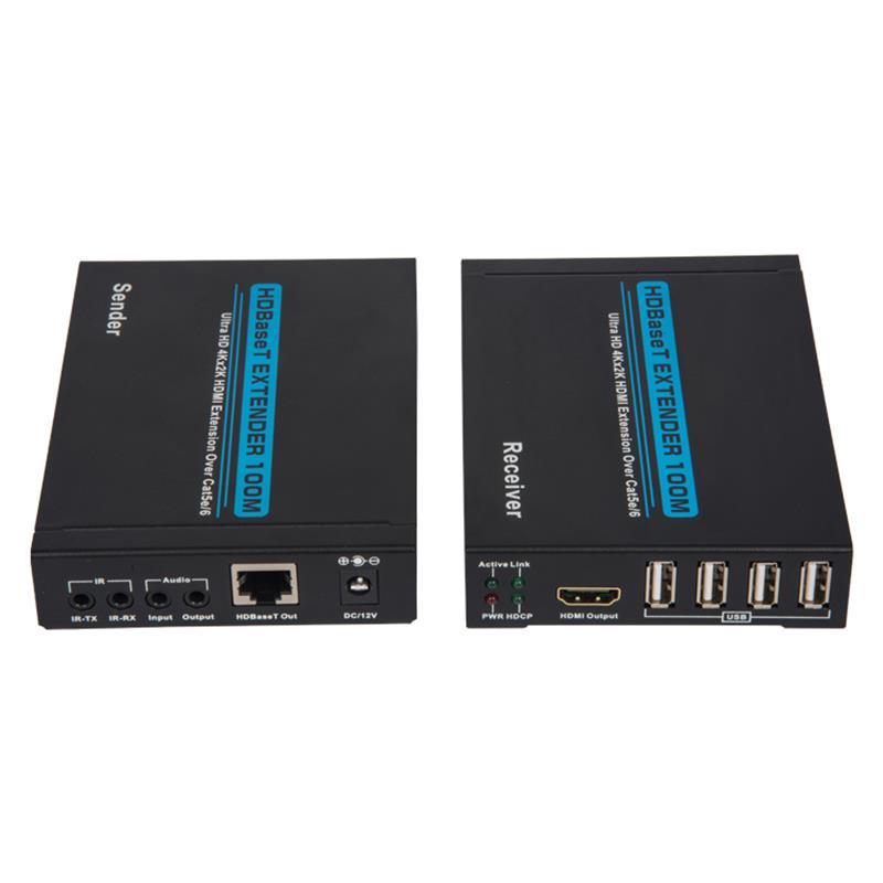 V1.4 4K HDBaset HDMI KVM Extender 100m över Single cat5e/6 cable100m@4Kx2K/30Hz