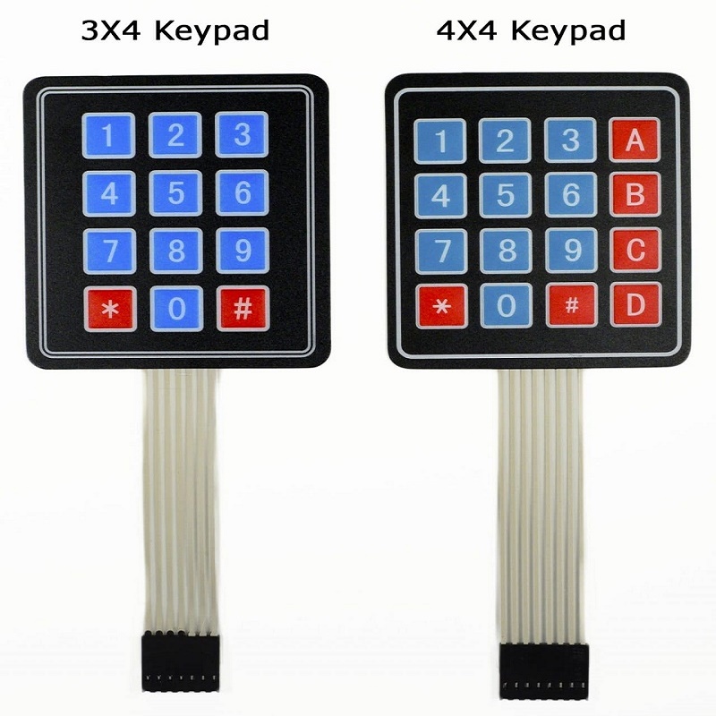 Anpassad smart elektronik 3x4 Matrix Array Membrane Switch-tangentbord 12 tangent 4 * 3 4X3 tangentbord 3 * 4
