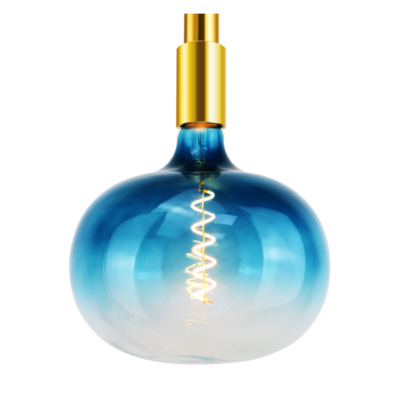 T180 EGG Toning blå vacker färg och formad spiralglödlampa