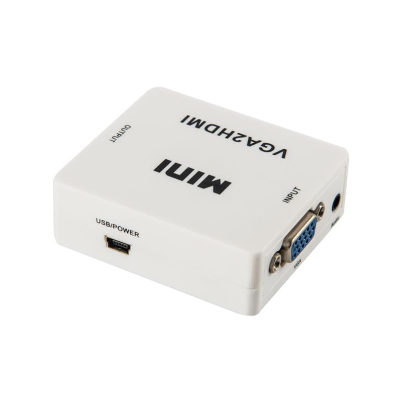Ministorlek VGA+ljud till HDMI- konverterare 1080P