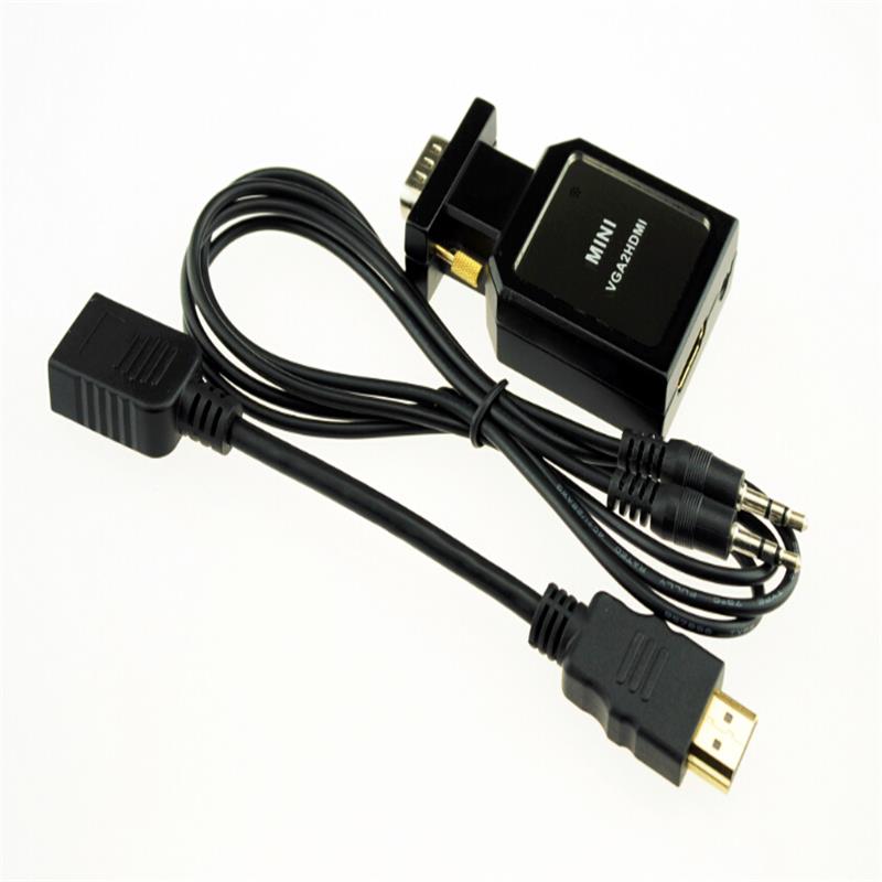 Metallfodral MINI storlek VGA + 3,5 mm ljud till HDMI-omvandlare