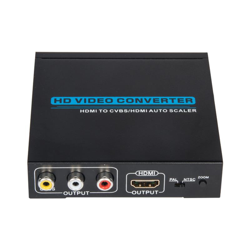 HDMI TILL CVBS / AV + HDMI CONVERTER Auto Scaler 1080P