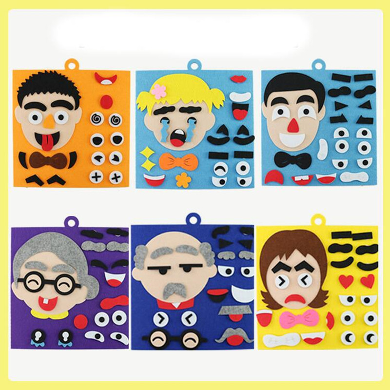 Soft Felt Early Education Diy Craft Non-woven Fabric Filt Face Decoration Puzzle för barn