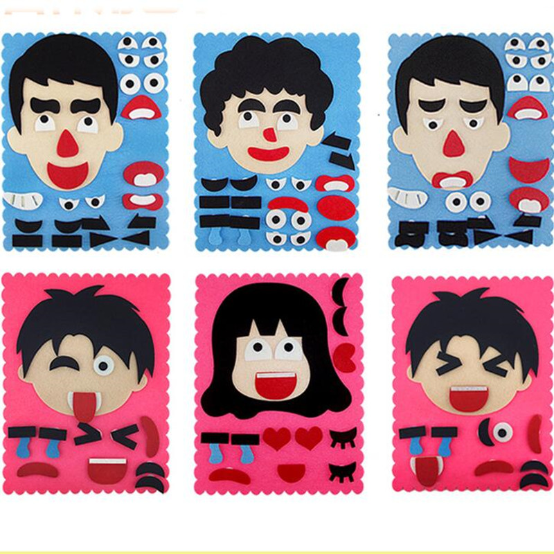 Soft Felt Early Education Diy Craft Non-woven Fabric Filt Face Decoration Puzzle för barn
