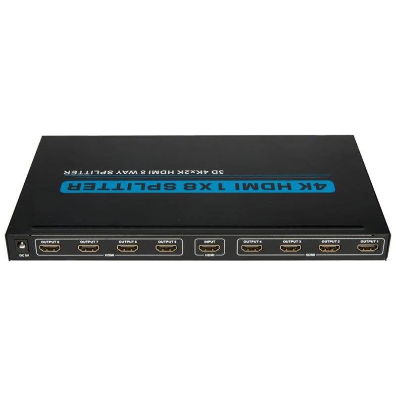 4K 8-portar HDMI 1x8 Splitter Support 3D Ultra HD 4Kx2K / 30Hz