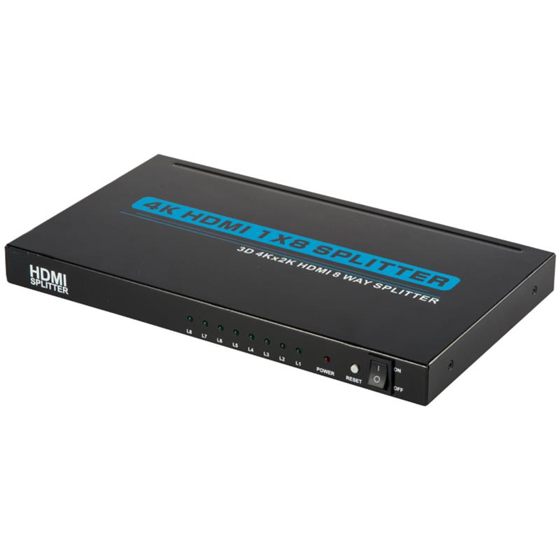 4K 8-portar HDMI 1x8 Splitter Support 3D Ultra HD 4Kx2K / 30Hz