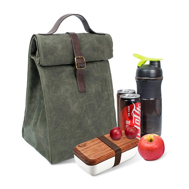 SGC29 Anpassad Easy Carry Travel Vintage Design Isolerad vaxad duk Lunchväska Tote Återanvändbar Sandwich Bag Thermal Cooler