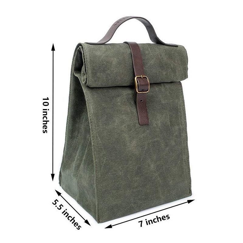 SGC29 Anpassad Easy Carry Travel Vintage Design Isolerad vaxad duk Lunchväska Tote Återanvändbar Sandwich Bag Thermal Cooler