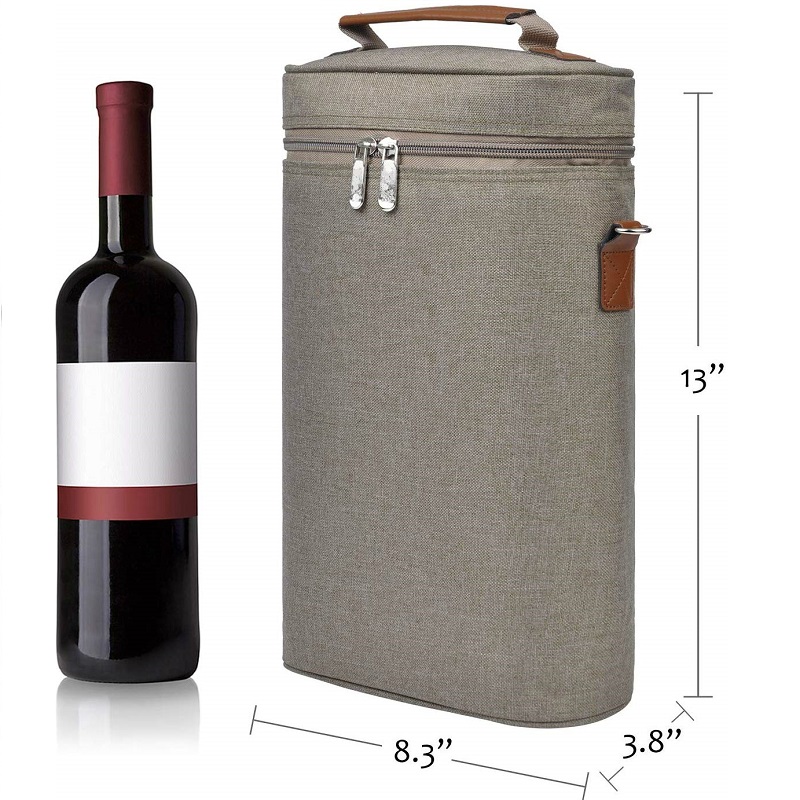 SGC32 Custom Isolated Tote Wine Picnic Bag Wholesale Travel Padded Handle Wine Bag 2 flaska med justerbar axelrem
