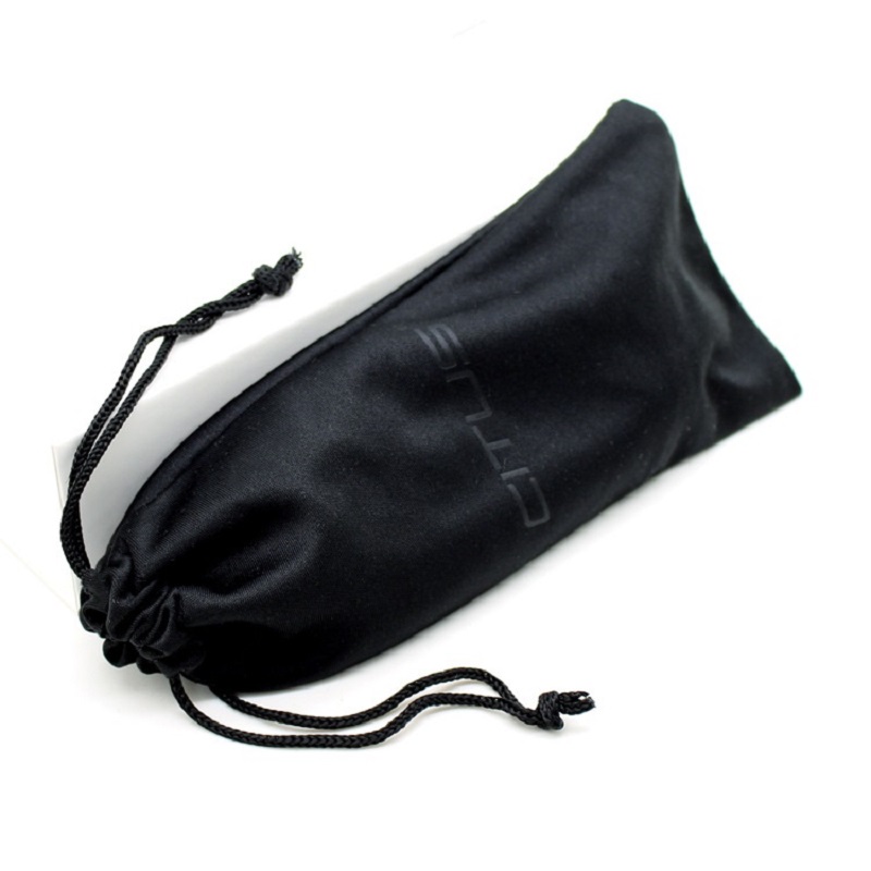 SGS46 Mikrofiber Egen logg Soft Sunglass Pouch Bag Black Drawlstring Mikrofiber Eyeglass Bag