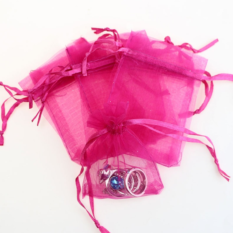 SGS47 anpassad logotyp billiga små organza lagring presentpåse dragsko påse smycken förpackning organza väskor för armband pärlor present påse