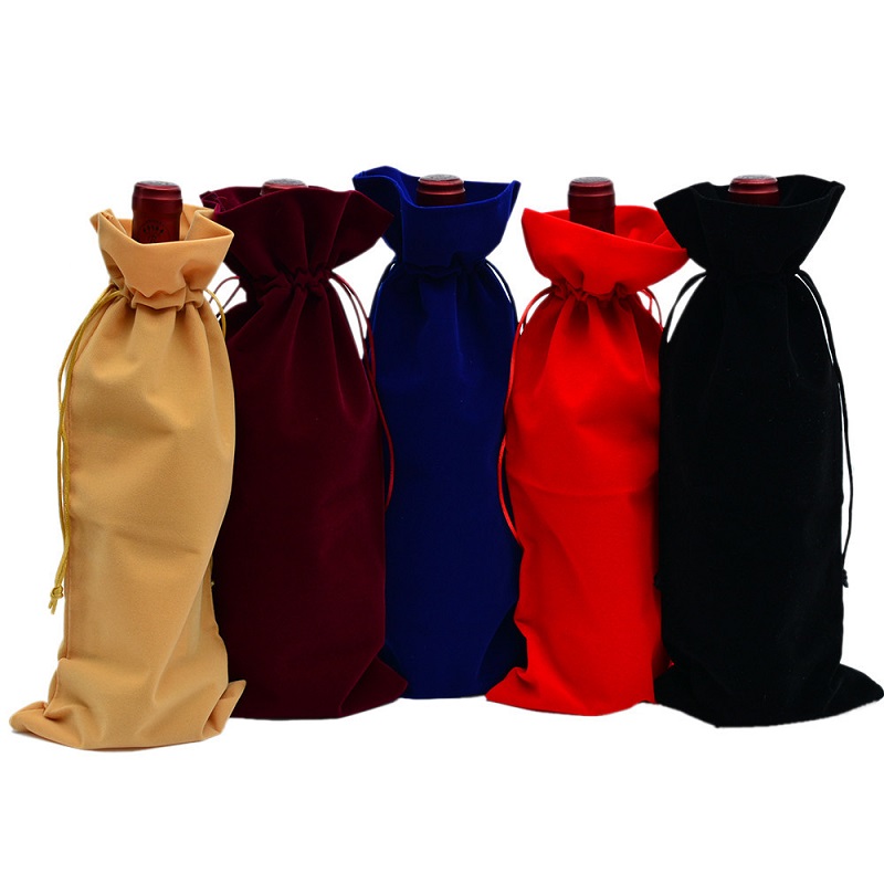 SGS54 Egen Velvet Pouch Wine Bottle Protector Carrier Bag Champagne Bottle Covers Partihandel