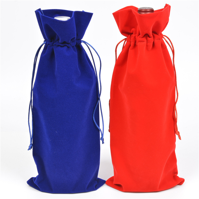 SGS54 Egen Velvet Pouch Wine Bottle Protector Carrier Bag Champagne Bottle Covers Partihandel