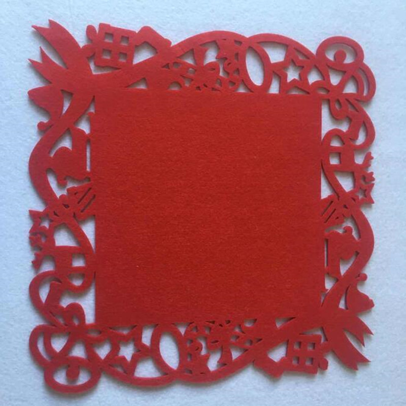 HOT SALE Laser Cut Flower Filt Placemats Kök Middag Table Cup Mats Kudde Röd