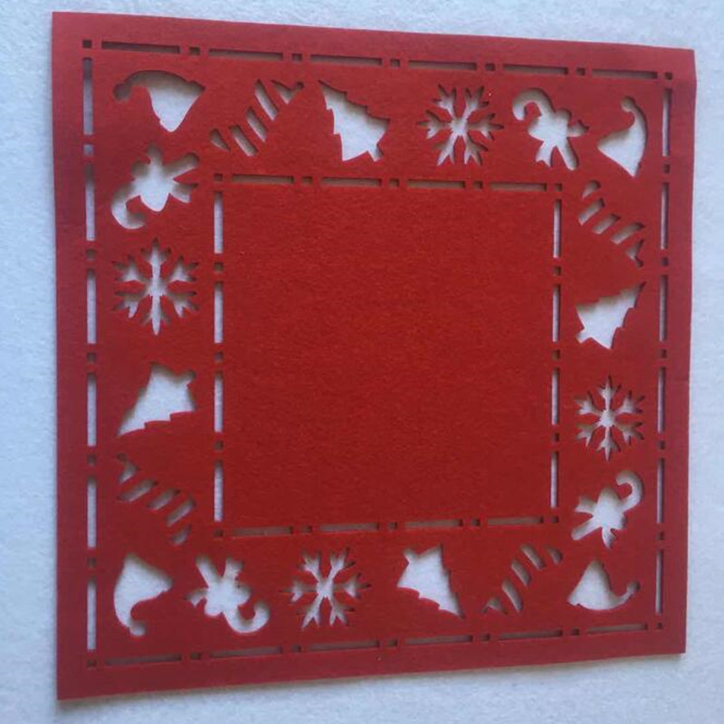 HOT SALE Laser Cut Flower Filt Placemats Kök Middag Table Cup Mats Kudde Röd