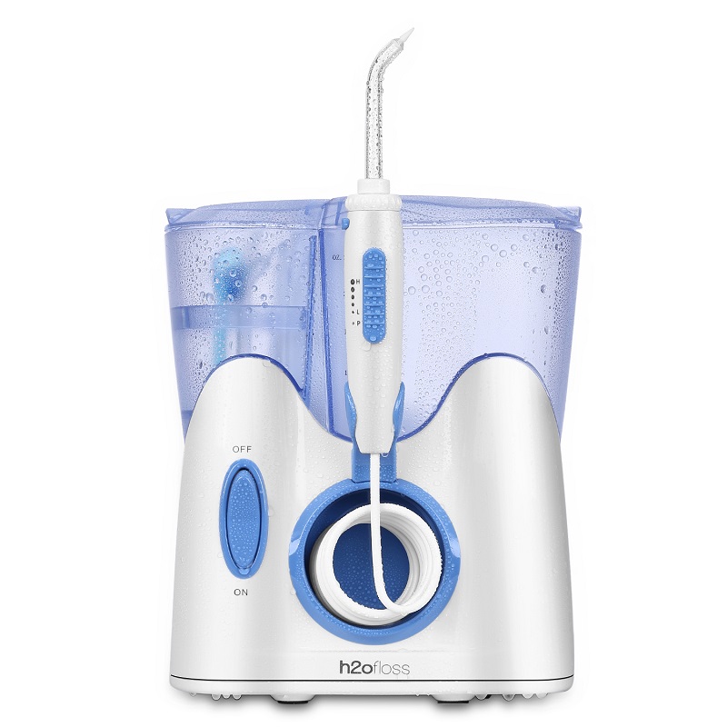 H2ofloss Dental Water Flosser för rengöring av tänder med 12 multifunktionella tips och 800 ml, professionell bänkskiva Oral Irrigator Tyst design