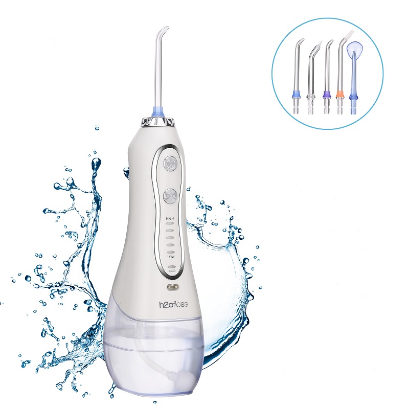 H2ofloss Water Flosser Professional trådlös tandvattensprutare - bärbar och uppladdningsbar IPX7 vattentät vattentråd för tandrengöring, 300 ml reservoar hem och resor (HF-6)