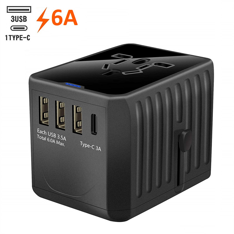 RRTRAVEL International Travel Adapter Universal Power Adapter Worldwide All in One 4 USB med elektrisk kontakt Perfekt för europeiska USA, EU, Storbritannien, AU 160 länder