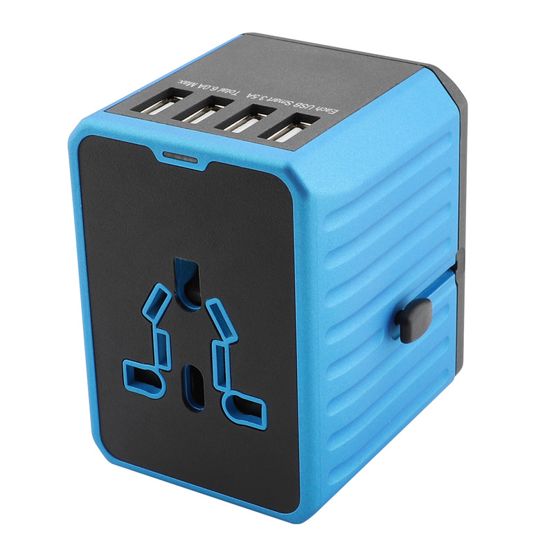 RRTRAVEL Universal Travel Adapter, International Power Adapter, Worldwide Plug Adaptor med fyra USB-portar, High Speed 4.5A Wall Charger, alla i en AC Socket för USA AUS Europe Asia Cell Phone Laptop