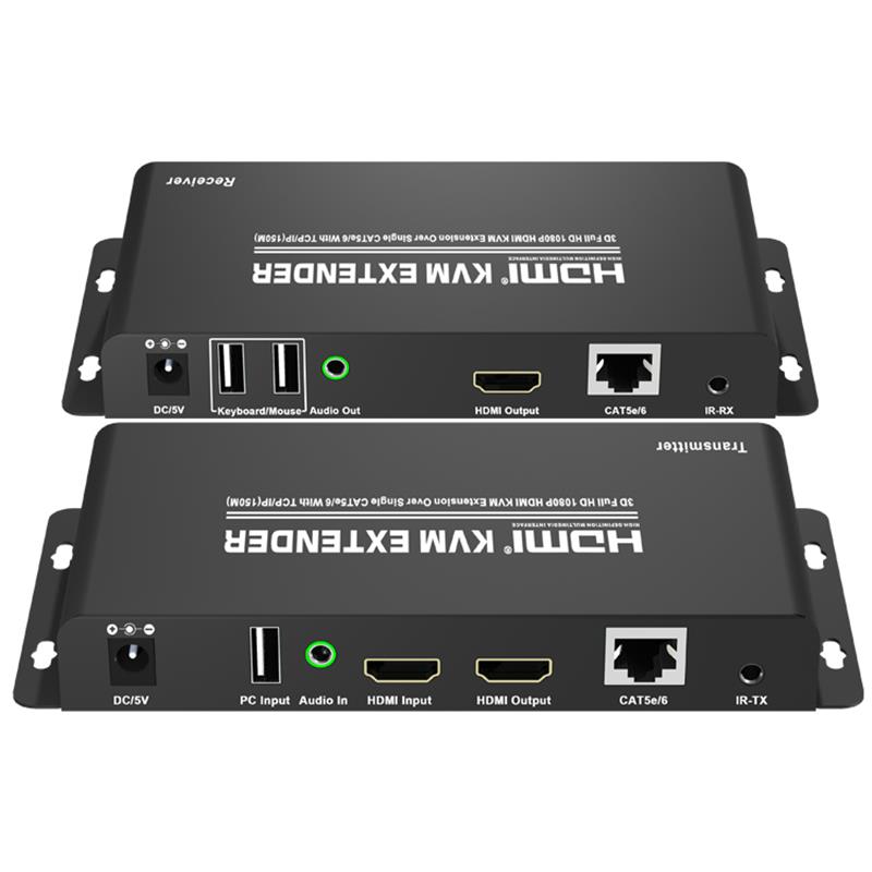 HDMI KVM Extender 150 m över singel CAT5e / 6 med TCP / IP-stöd Full HD 1080P