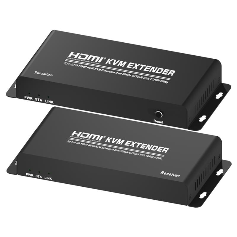 HDMI KVM Extender 150 m över singel CAT5e / 6 med TCP / IP-stöd Full HD 1080P