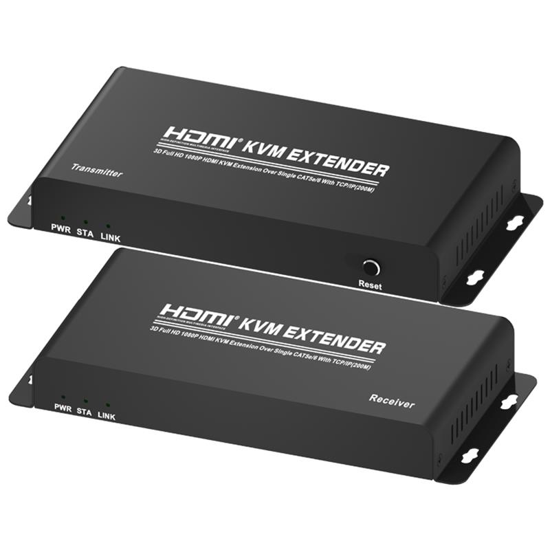 HDMI KVM Extender 200 m över singel CAT5e / 6 med TCP / IP-stöd Full HD 1080P