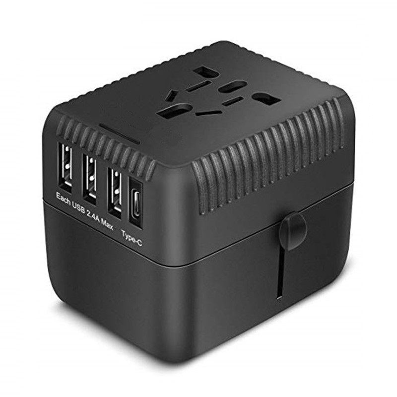 RRTRAVEL Universal Travel Adapter, Alla i en internationell PowerAdapter med 3-USB +1 Charging Ports, European Plug Adapter, AC Outlet Plug Adapter for European, USA, UK, AU 160+ Country