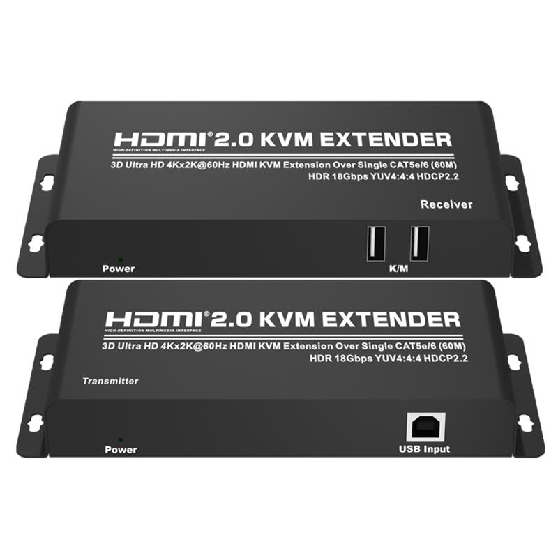 HDMI 2.0 KVM Extender 60m över Single CAT5e / 6 stödjer Ultra HD 4Kx2K @ 60Hz HDCP2.2